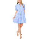 セセ レディース ワンピース トップス Women's Printed Puff-Sleeve Baby Doll Dress Blue Spritz