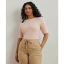 ラルフローレン レディース カットソー トップス Stretch Boatneck Top, PXS-3X Pale Rose