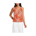 ランズエンド レディース カットソー トップス Women's Lightweight Jersey Blouson Vneck Tank Orange/pea...