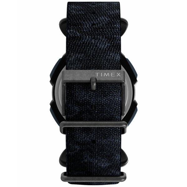 タイメックス メンズ 腕時計 アクセサリー Men's Quartz Digital Black Leather Watch, 38mm Black
