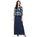 アレックスイブニングス レディース ワンピース トップス Women's Stretch Tulle Jacket Dress Navy Multi