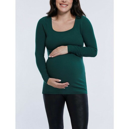 マザーフッドマタニティ レディース カットソー トップス Maternity Square Neck Rib Knit Long Sleeve Tee - Motherhood Rain forest マザーフッドマタニティ レディース カットソー トップス Maternity Square Neck Rib Knit Long Sleeve Tee - Motherhood Rain forest