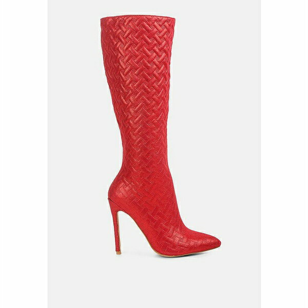 楽天astyロンンドンラグ レディース ブーツ シューズ Tinkles Embossed High Heeled Calf Boots Red