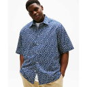 トミー ヒルフィガー メンズ シャツ トップス Men's Big & Tall Leaf-Pattern Linen Shirt Preppy Navy / Ivory Petal