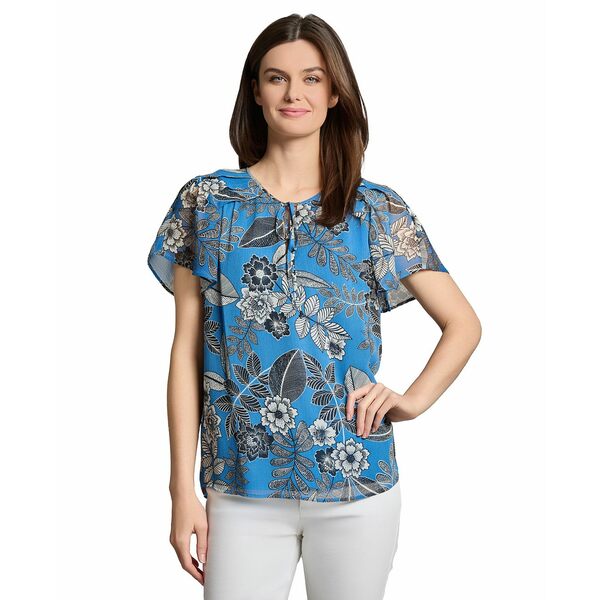 硼󥺥˥塼衼 ǥ åȥ ȥåץ Women's Printed Pleated-Shoulder Tie-Fron...