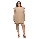 24セブンコンフォート レディース ワンピース トップス Plus Size V-Neck Cap Sleeve Knee Length Pocket Dress Nude