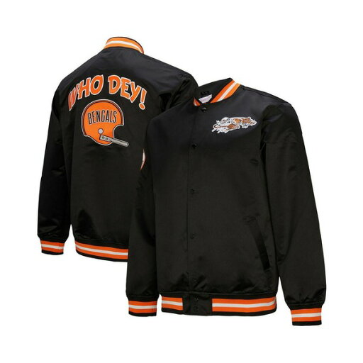 ミッチェル&ネス メンズ ジャケット&ブルゾン アウター Men's Black Cincinnati Bengals Double Down Satin Full-Snap Jacket Black