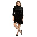 エロクイ レディース ワンピース トップス Plus Size Velvet Mini Dress With Wrap Skirt Totally black