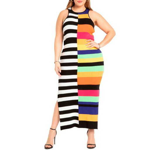 エロクイ レディース ワンピース トップス Women's Mixed Stripe Ribbed Dress Mixed stripes エロクイ レディース ワンピース トップス Women's Mixed Stripe Ribbed Dress Mixed stripes