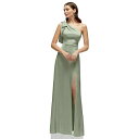 アフターシックス レディース ワンピース トップス Women's Bow One-Shoulder Fluid Satin Maxi Dress with Full Skirt Sage