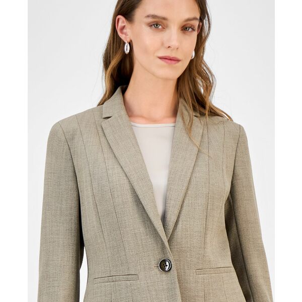 カスパー レディース ジャケット＆ブルゾン アウター Women's One Button Notched Collar Blazer, Regular & Petite Cypress Grey