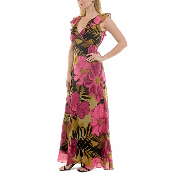 テイラー レディース ワンピース トップス Women's Ruffled Sleeveless A-Line Dress Taupe/fuchsia