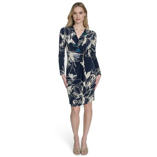 カルバンクライン レディース ワンピース トップス Women's Twisted Long-Sleeve Sheath Dress Indigo Multi カルバンクライン レディース ワンピース トップス Women's Twisted Long-Sleeve Sheath Dress Indigo Multi
