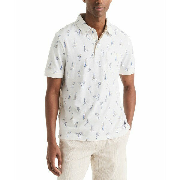 ナウティカ メンズ シャツ トップス Men's Classic-Fit Sailboat Graphic Polo Shirt Bright White