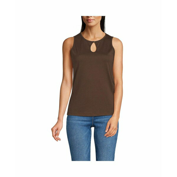 ランズエンド レディース カットソー トップス Women's Supima Keyhole Tank Rich coffee