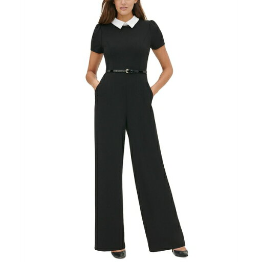 トミー ヒルフィガー レディース ワンピース トップス Collared Belted Jumpsuit Black/Cream トミー ヒルフィガー レディース ワンピース トップス Collared Belted Jumpsuit Black/Cream