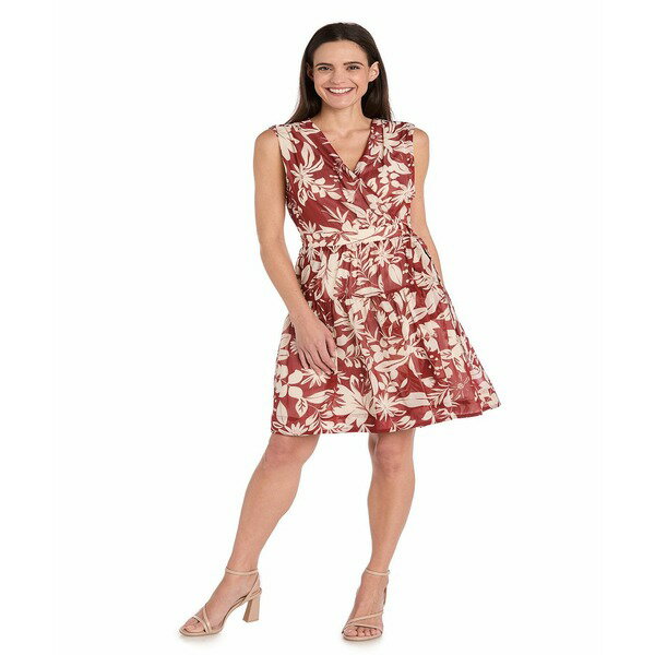 アールアンドエムリチャーズ レディース ワンピース トップス Petite Chiffon Printed Surplice Sleeve..