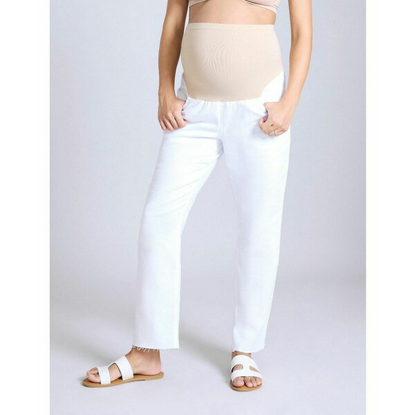 マザーフッドマタニティ レディース デニムパンツ ボトムス Women's Secret Fit Over the Belly Slim Straight Leg Jeans - Motherhood Maternity Bright white wash