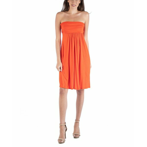 24セブンコンフォート レディース ワンピース トップス Strapless Empire Waist Mini Dress Orange
