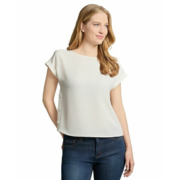 硼󥺥˥塼衼 ǥ åȥ ȥåץ Petite Round-Neck Side-Button Short-Sleev...