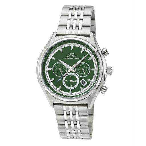 ポルサモンブリュー メンズ 腕時計 アクセサリー Charlie Stainless Steel Multifunction Silver Tone & Green Men's Watch 1261CCHS Silver ポルサモンブリュー メンズ 腕時計 アクセサリー Charlie Stainless Steel Multifunction Silver Tone & Green Men's Watch 1261CCHS Silver
