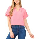 セセ レディース カットソー トップス Women's Short Sleeve Drop Shoulder Wide Scoop Neck Blouse Confetti Pink