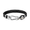 ヒューゴボス メンズ ブレスレット・バングル・アンクレット アクセサリー Men's Ares Prime Black Leather Bracelet Bla...