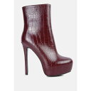 ロンンドンラグ レディース ブーツ シューズ Womens orion high heeled croc ankle boot Burgundy