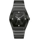 ブロバ メンズ ブレスレット・バングル・アンクレット アクセサリー Men's Modern Gemini Diamond Accent Black Ion-Plated Stainless Steel Bracelet Watch 40mm Black