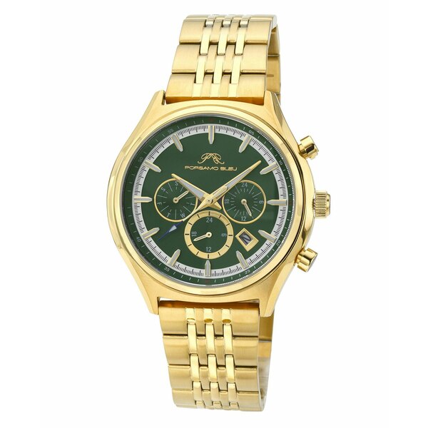 ■ブランド Porsamo Bleu (ポルサモンブリュー)■商品名 Charlie Stainless Steel Multifunction Gold Tone & Green Men's Watch 1261FCHS■こちらの商品は米...