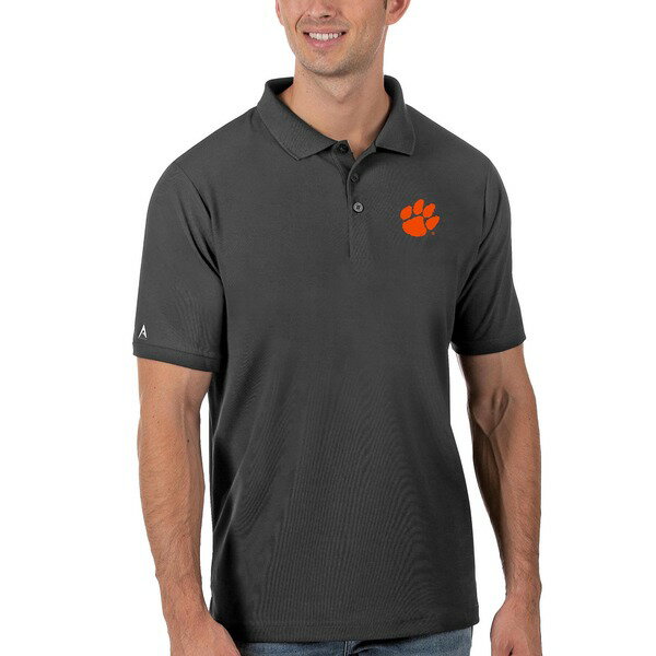 アンティグア メンズ ポロシャツ トップス Clemson Tigers Antigua Legacy Pique Polo Anthracite