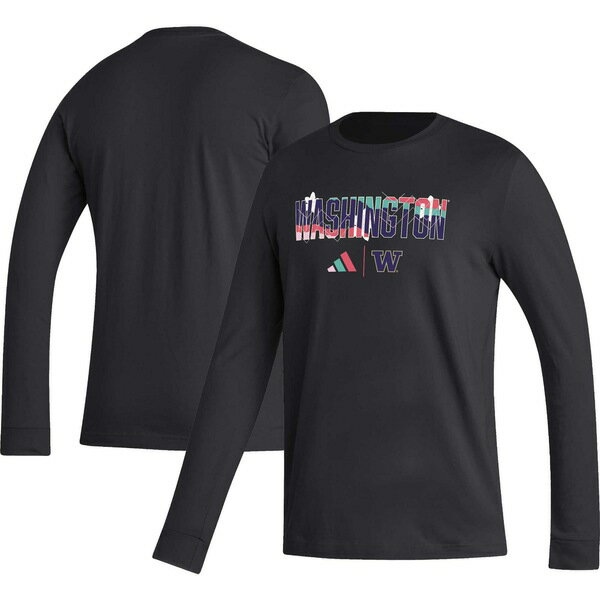 アディダス メンズ Tシャツ トップス Washington Huskies adidas Honoring Black Excellence Long Sleeve TShirt Black
