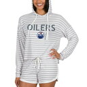 コンセプトスポーツ レディース Tシャツ トップス Edmonton Oilers Concepts Sport Women 039 s Visibility Long Sleeve Hoodie TShirt Shorts Set Cream