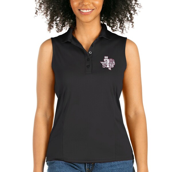 ƥ ǥ ݥ ȥåץ Texas Southern Tigers Antigua Women's Sleeveless Tribute Polo Charcoal