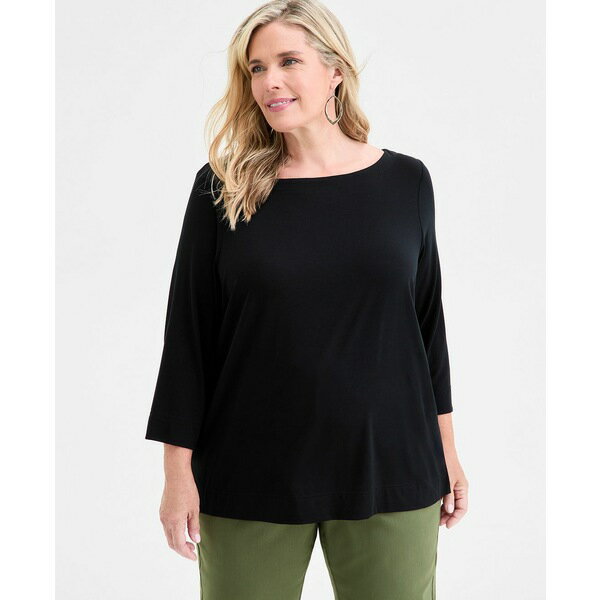 ジェイエムコレクション レディース カットソー トップス Plus Size 3/4-Sleeve Top, Macy's Exclusive..