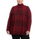 ジョセフ レディース ニット&セーター アウター Joesph A Plus Size Plaid Turtleneck Poncho Sweater Simp...