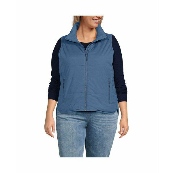 ランズエンド レディース ジャケット&ブルゾン アウター Women's Plus Size WanderFree Insulated Vest Light indigo blue