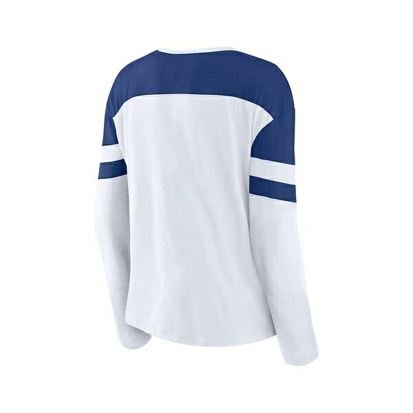 ファナティクス レディース カットソー トップス Women's White/Blue Tampa Bay Lightning Frozen Long Sleeve Notch Neck T-Shirt White, Blue