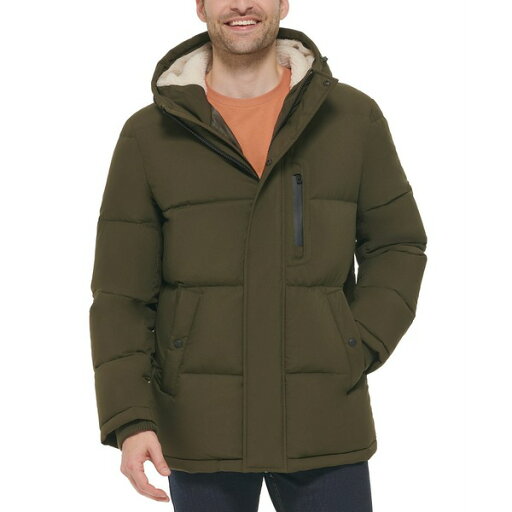 コールハーン メンズ ジャケット&ブルゾン アウター Men's Puffer Coat With Fleece-Lined Hood Olive コールハーン メンズ ジャケット&ブルゾン アウター Men's Puffer Coat With Fleece-Lined Hood Olive