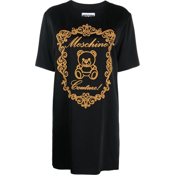 モスキーノ レディース ワンピース トップス グラフィック Tシャツワンピース Black Gold