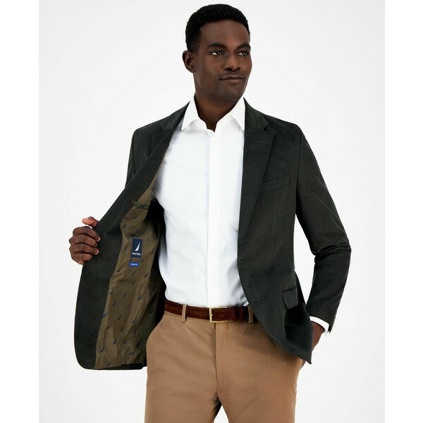 ナウティカ メンズ ジャケット＆ブルゾン アウター Men's Modern-Fit Solid Stretch Corduroy Elbow Patch Sport Coat Olive