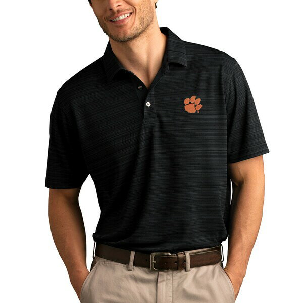 ビンテージアパレル メンズ ポロシャツ トップス Clemson Tigers Vansport Strata Textured Polo Black