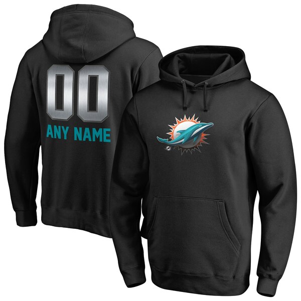 ファナティクス メンズ パーカー・スウェットシャツ アウター Miami Dolphins Personalized Midnight Mascot Pullover Hoodie Black