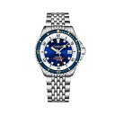 X^[O Y rv ANZT[ 1009 Men's Automatic Dive Watch with Swiss Automatic Movement, Stainless Steel Case, Stainless Steel Beaded Bracelet Blue