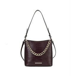 MKFコレクション レディース ショルダーバッグ バッグ Bizzy Faux Crocodile-Embossed Women's Shoulder Bag Burgundy