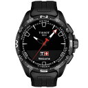 eB\bg Y rv ANZT[ Men's Swiss T-Touch Connect Solar Black Rubber Strap Smart Watch 48mm Black