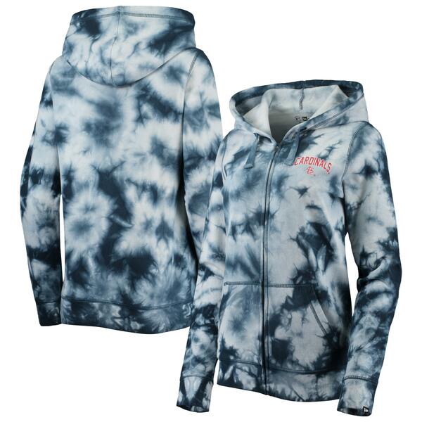 ニューエラ レディース パーカー・スウェットシャツ アウター St. Louis Cardinals New Era Women's TieDye FullZip Hoodie Navy