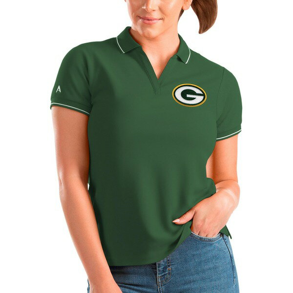 AeBOA fB[X |Vc gbvX Green Bay Packers Antigua Women's Affluent Polo Green