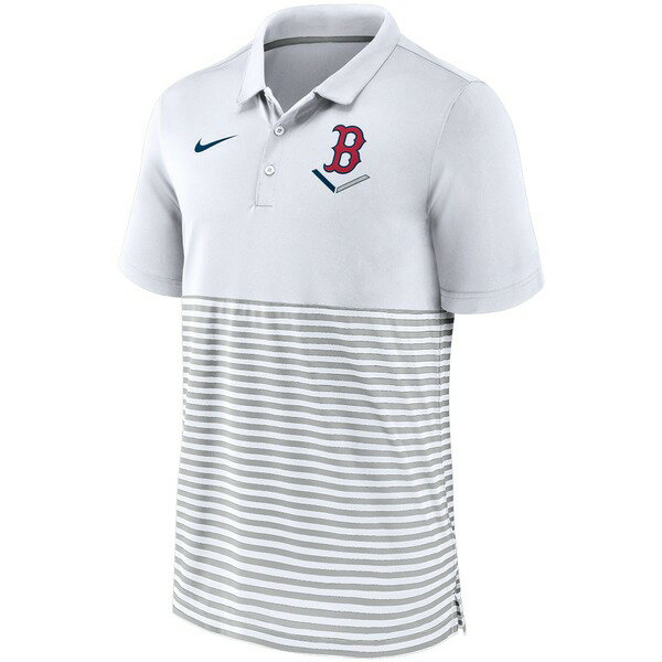 ナイキ メンズ ポロシャツ トップス Boston Red Sox Nike Home Plate Striped Polo White/Gray