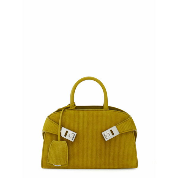フェラガモ レディース ショルダーバッグ バッグ Hug Mini Ribbed Suede Shoulder Bag Lemongrass